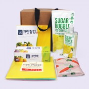 슈가버블 주방세제 용기+리필+빅사이즈 장바구니+크린장갑+크린백+부직포행주3매입+크라프트끈케이스