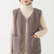 로페리아 단색컬러 여성 모피 조끼(0216867)