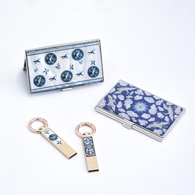 나빌레라 도자문 자개 스틱USB(8G~32G) 명함케이스 2종세트