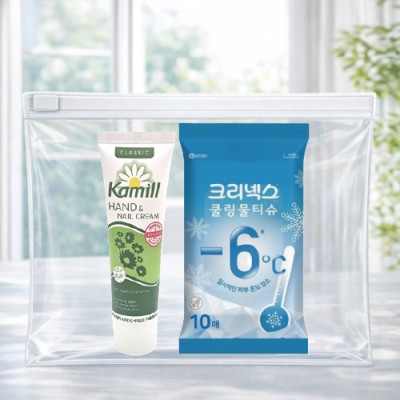 카밀핸드크림+크리넥스 쿨링물티슈 2종세트(브생건 지퍼백)
