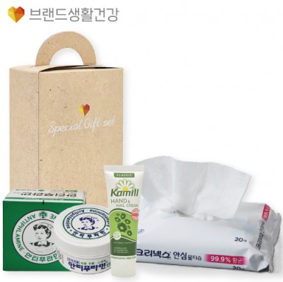 브생건633호 3종세트(카밀 핸드크림+안티푸라민 연고+크리넥스 안심99.9% 항균물티슈)