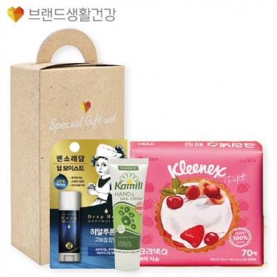 브생건670호 3종세트(카밀 핸드크림+멘소래담 딥 모이스트 립밤+크리넥스 쁘띠티슈)