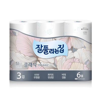 미래생활 잘풀리는집 클래식 3겹데코 25m 6롤 두루마리 휴지