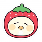 딸기오리자유형 둥글이 부채
