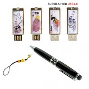 빛나 풍속화 자개 2종세트 (USB메모리+자개볼펜 3.0 16GB~128GB) 4종 이미지