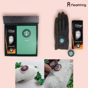 네옴링세트1 특허 원사이즈 골프장갑-타이틀리스트 prov1 골프공3구 고급가죽볼마커 세트