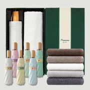 라이트핏 도토리파스텔 3단수동 암막양우산+송월타올라이트무지150g 우산타올 선물세트