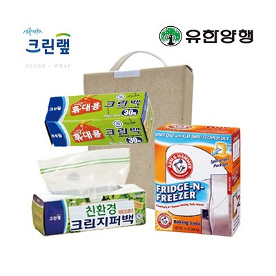 친환경스위트홈세트42호(암앤해머냉장고탈취제+크린랩크린백+친환경지퍼백)