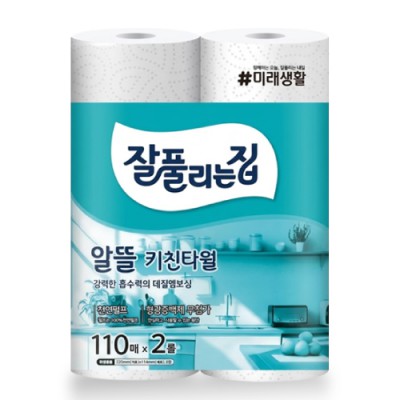 미래생활 잘풀리는집 키친타올 110매x2롤(번들포장)