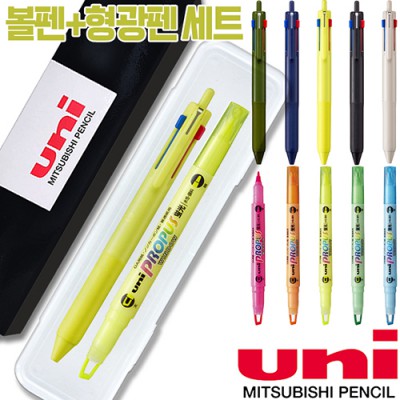 uni제트스트림3색507(0.7)+프로퍼스윈도우형광펜세트