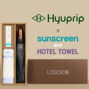 협립 3단 70 암막고밀도 완전자동우산 +선크림+협립눈꽃타월타월-세트