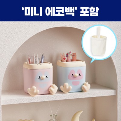 로페리아 허당펭귄 펜꽂이필통 책상 소품 귀여운 어린이 문구 수납통_미니에코백포함(0215252)