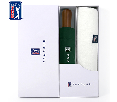PGA 3단완전자동 빈티지우드+180g 모달 면사타올 세트
