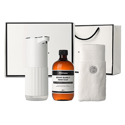 웰세스 WG-102BT 버블 손세정제 자동 디스펜서 1개 + 버블 핸드워시 리필 1개 (500ml) +  핸드타올 1개