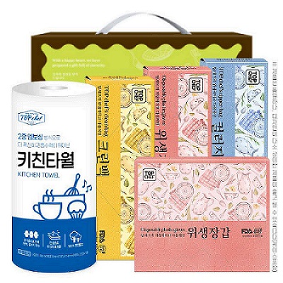 키친타올 크린백 위생장갑 컬러지퍼백 정사각위생장갑 5종세트