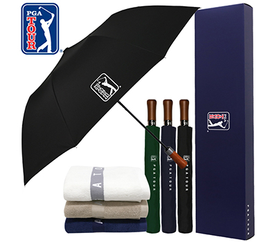 PGA 2단자동 빈티지우드+130g 면사타올 세트