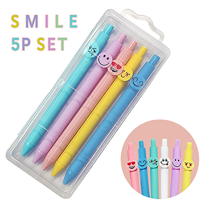스마일캐릭터라바볼펜 5P세트 0.7mm